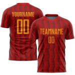 Personalized Red Gold Sublimation Soccer Uniform Jersey Team Custom Name and Number