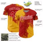 Personalized Red Gold-White 3D Pattern Design Abstract Brush Stroke Authentic Baseball Jersey Team Custom Name and Number