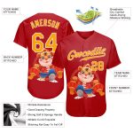 Personalized Red Gold-White 3D Pattern Design Cute Tiger Authentic Baseball Jersey Team Custom Name and Number