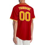 Personalized Red Gold-White Authentic Baseball Jersey Team Custom Name and Number