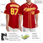 Personalized Red Gold-White Authentic Baseball Jersey Team Custom Name and Number