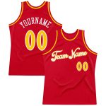Personalized Red Gold-White Authentic Throwback Basketball Jersey Team Custom Name and Number