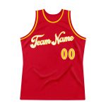Personalized Red Gold-White Authentic Throwback Basketball Jersey Team Custom Name and Number