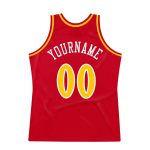 Personalized Red Gold-White Authentic Throwback Basketball Jersey Team Custom Name and Number