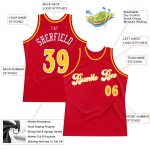 Personalized Red Gold-White Authentic Throwback Basketball Jersey Team Custom Name and Number