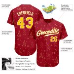 Personalized Red Gold-White Christmas 3D Authentic Baseball Jersey Team Custom Name and Number