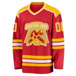 Personalized Red Gold-White Hockey Jersey Team Custom Name and Number