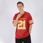 Personalized Red Gold-White Mesh Authentic Football Jersey
