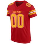 Personalized Red Gold-White Mesh Authentic Football Jersey Team Custom Name and Number