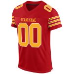 Personalized Red Gold-White Mesh Authentic Football Jersey