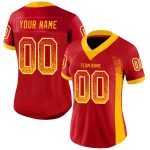 Personalized Red Gold-White Mesh Drift Fashion Football Jersey Team Custom Name and Number