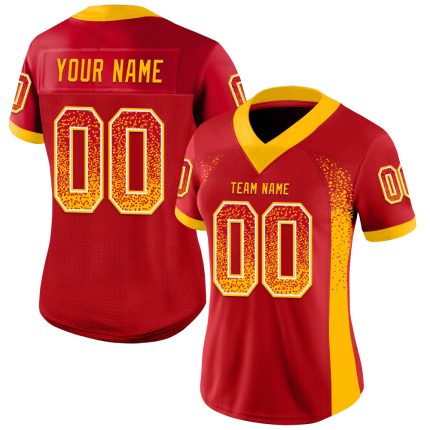 Personalized Red Gold-White Mesh Drift Fashion Football Jersey Team Custom Name and Number