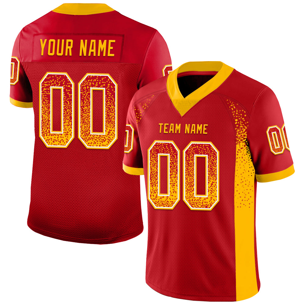 Personalized Red Gold-White Mesh Drift Fashion Football Jersey Team Custom Name and Number