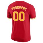 Personalized Red Gold-White Performance T-Shirt Team Custom Name and Number