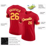 Personalized Red Gold-White Performance T-Shirt Team Custom Name and Number