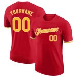 Personalized Red Gold-White Performance T-Shirt Team Custom Name and Number