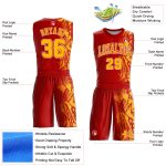 Personalized Red Gold-White Round Neck Sublimation Basketball Suit Jersey Team Custom Name and Number