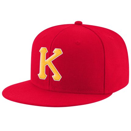 Personalized Red Gold-White Stitched Adjustable Snapback Hat Team Custom Name and Number