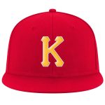 Personalized Red Gold-White Stitched Adjustable Snapback Hat Team Custom Name and Number