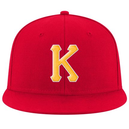 Personalized Red Gold-White Stitched Adjustable Snapback Hat Team Custom Name and Number
