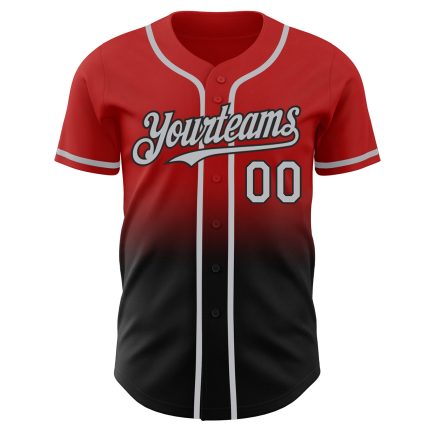 Personalized Red Gray-Black Authentic Fade Fashion Baseball Jersey