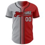 Personalized Red Gray-Black Authentic Gradient Fashion Baseball Jersey Team Custom Name and Number