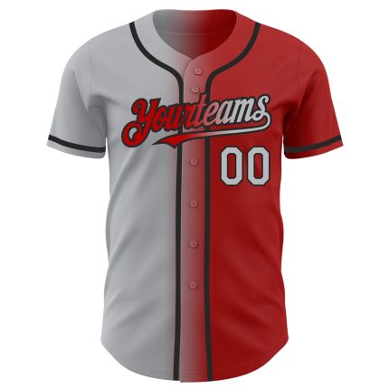 Personalized Red Gray-Black Authentic Gradient Fashion Baseball Jersey Team Custom Name and Number