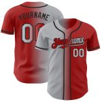 Personalized Red Gray-Black Authentic Gradient Fashion Baseball Jersey Team Custom Name and Number