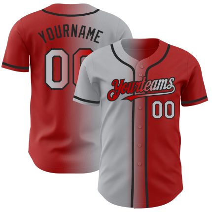 Personalized Red Gray-Black Authentic Gradient Fashion Baseball Jersey Team Custom Name and Number