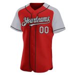 Personalized Red Gray-Black Authentic Raglan Sleeves Baseball Jersey Team Custom Name and Number