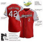 Personalized Red Gray-Black Authentic Raglan Sleeves Baseball Jersey Team Custom Name and Number