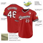 Personalized Red Gray-Black Authentic Throwback Baseball Jersey Team Custom Name and Number