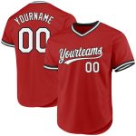 Personalized Red Gray-Black Authentic Throwback Baseball Jersey Team Custom Name and Number