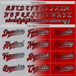 Personalized Red Gray-Black Bomber Full-Snap Varsity Letterman Gradient Fashion Jacket Team Custom Name and Number