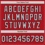 Personalized Red Gray-Black Bomber Full-Snap Varsity Letterman Jacket Team Custom Name and Number