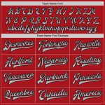 Personalized Red Gray-Black Bomber Full-Snap Varsity Letterman Two Tone Jacket Team Custom Name and Number