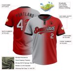 Personalized Red Gray-Black Gradient Fashion Two-Button Unisex Softball Jersey Team Custom Name and Number