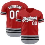 Personalized Red Gray-Black Line Authentic Baseball Jersey Team Custom Name and Number