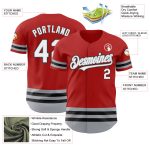 Personalized Red Gray-Black Line Authentic Baseball Jersey Team Custom Name and Number