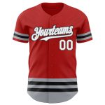 Personalized Red Gray-Black Line Authentic Baseball Jersey Team Custom Name and Number