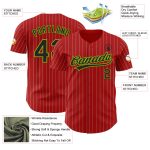Personalized Red Gray Pinstripe Black-Neon Green Authentic Baseball Jersey Team Custom Name and Number