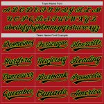 Personalized Red Gray Pinstripe Black-Neon Green Authentic Baseball Jersey Team Custom Name and Number
