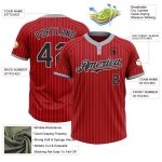 Personalized Red Gray Pinstripe Black Two-Button Unisex Softball Jersey Team Custom Name and Number