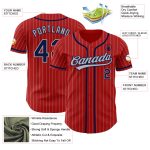 Personalized Red Gray Pinstripe Navy Authentic Baseball Jersey Team Custom Name and Number