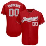 Personalized Red Gray-White Authentic Baseball Jersey Team Custom Name and Number