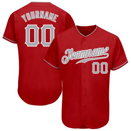 Personalized Red Gray-White Authentic Baseball Jersey Team Custom Name and Number