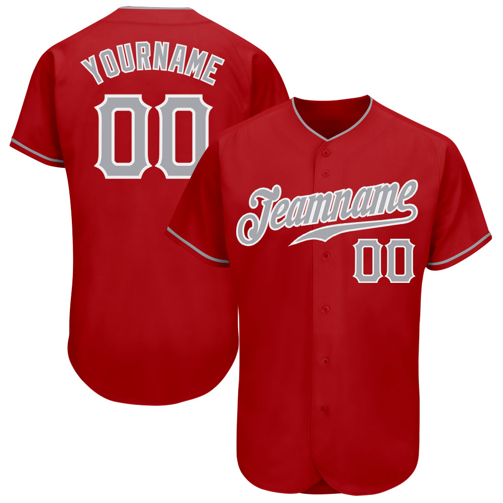 Personalized Red Gray-White Authentic Baseball Jersey Team Custom Name and Number