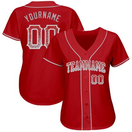 Personalized Red Gray-White Authentic Drift Fashion Baseball Jersey Team Custom Name and Number