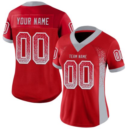 Personalized Red Gray-White Mesh Drift Fashion Football Jersey Team Custom Name and Number