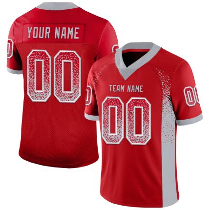 Personalized Red Gray-White Mesh Drift Fashion Football Jersey Team Custom Name and Number